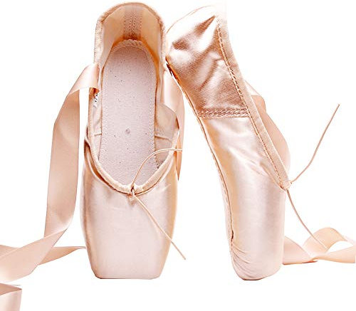 Frauen Tanz Schuh Ballett Pointe Schuhe mit Band und Zehen Pads