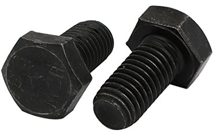 sourcing map 2 Stück Sechskant Maschinenschrauben 8.8 Grad M10x20mm Schwarz | Sechskantschraube, Vollgewinde, Linksgewinde