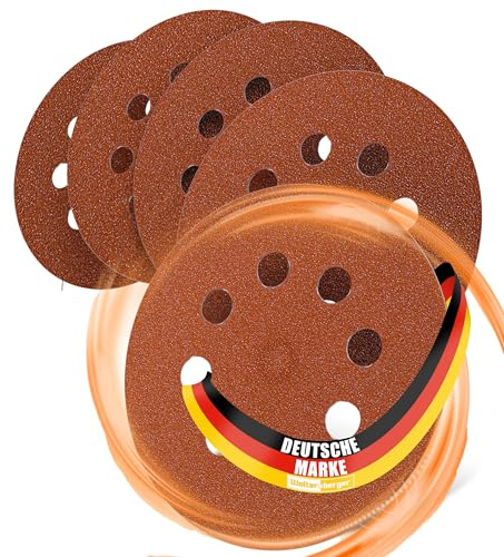 Woltersberger® Exzenter Schleifscheiben Ø 125mm | 8 Loch in rot | Schleifpapier für optimales schleifen, vielseitig einsetzbar, verschiedene Körnungen und Stückzahlen (50 Stück, P80 Körnung)