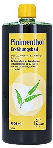 Pinimenthol Erkältungsbad | 1000 ml | Badezusatz mit ätherischen Ölen | Eucalyptusöl, Menthol & Campher wirken befreiend bei Erkältung | Erkältungsbad für alle ab 12 Jahren