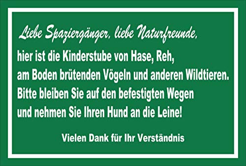 Melis-Folienwerkstatt Schild Brut- und Setzzeit - Hunde anleinen – 30x20 cm – 3mm Aluverbund – mehrere Größen/Materialien