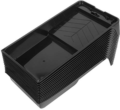 16 Pack Paint Trays Plastic Roller Trays Reusable and Durable Paint Roller Tray Suitable for 4 Paint Rollers (Black)