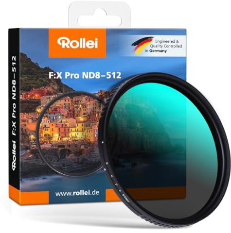 Rollei 55mm F:X Pro Variabler ND8-ND512 Rundfilter aus Glas | VND Graufilter mit 3-9 Blendenstufen Verdunkelung | VND Graufilter mit 3-9 Blendenstufen Verdunkelung