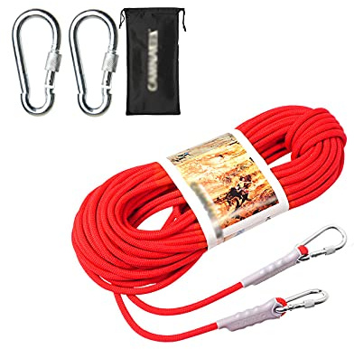 MiSMiAO Kletterseil Hochfestes Sicherheitsseil Rettungsseil mit Karabiner Fluchtseil für Bergsteigen Höhlenforschung Sicherheitsschloss Fluchtseil 10mm, 15m, 20m, 30m, 40m, 50m, 100m