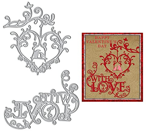 Valentines Metal Cutting Dies for Card Making, Love Heart Lace Flowers Words Die Cuts Embossing Stencil Template Tool for Valentine's Day DIY Scrapbooking Paper Card Photo Album Craft Decoration
