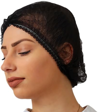 Black - Disposable Hairnets - Elastic Cooking Hairnet for Kitchen, Salon, Beauty Supplies, Nurse Hat, Dust-free Hair Covers, Headwear, bag of 100 Hair nets for Catering, Mop Cap, Surgical Hair net