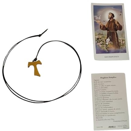 BLUSUPERSHOP 1 collana croce tao tau legno corda con nodi di san francesco CIONDOLO rosario maria madonna RELIGIOSO PROTEGGIMI