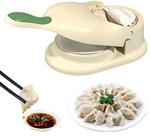 2 in 1 Dumpling Maker & Dumpling Skin Press Moulds, Manual Jiaozi Wrapper Dumpling Maker Machine, Dumpling Making Kitchen Tool with Hook Hanging, Gyoza Empanada Tortilla Dough Presser Maker Tool Mold