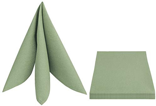 DecoHomeTextil Leinen Optik Servietten 4er-Set Eckig 50 x 50 cm Hellgrün Abwaschbar Wasserabweisend Fleckschutz Pflegeleicht mit Saumrand
