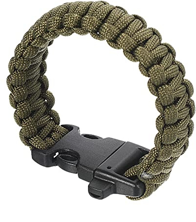 PATIKIL Supervivencia Paracaídas Pulseras, Trenzado Paracaídas Pulsera con Plástico Hebilla Fiesta Recuerdos Campamento Regalos Exterior Envolturas para Hombre, Oscuro Verde