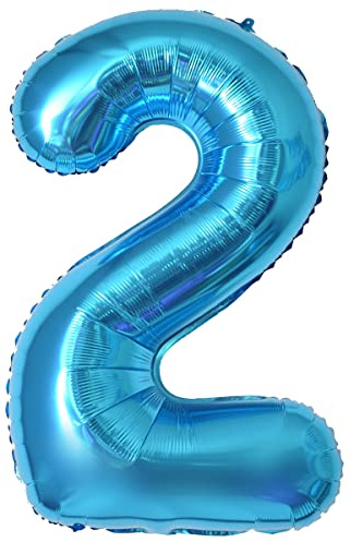 Geburtstag zahlen luftballon 2 jahre | Blau Folienballon 2 XXL -Riesen Folienballon in 40 - 101cm Geburtstagsdeko - Ballon Zahl Deko zum Geburtstag .Fliegt mit Helium