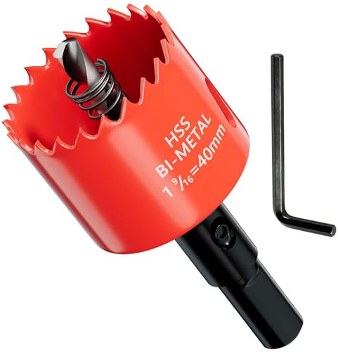 GARHWAL Bi-Metal Hole Saws - 40mm Wood Cutter, Metal Hole Saw, Circular Cutter for Walls, Core Drill Bit - Fast Cutting with Long-Lasting Blades for Plumbing, Conduits, Kitchens, Other DIY Projects
