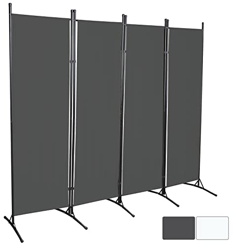 Gimisgu Paravent - Paravento 200 x 170 cm, divisorio per giardino, balcone, protezione privacy, 4 pezzi, opaco, pieghevole, per uffici, balconi, antracite