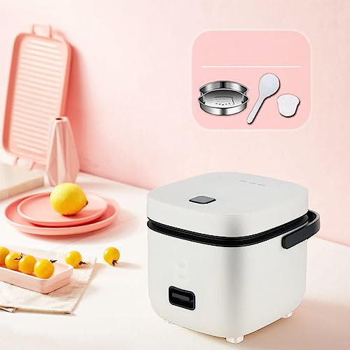 Mini Rice Cooker 1 Person, Electric Rice Cooker Small Mini Korean Micro Rice Cooker 1.2 Litre, High-Temperature Protection,White