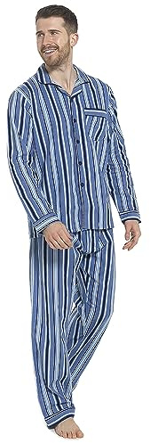 GM Apparel Ensemble de pyjama traditionnel en flanelle brossée pour homme – PJ Lounge Wear – Vêtement de nuit – Toucher doux et confortable – 100 % coton