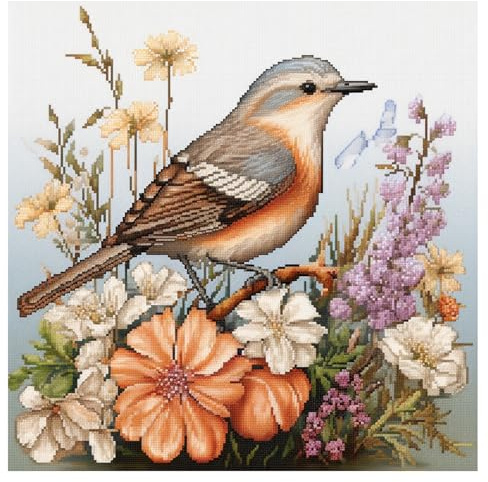 cukol cukol Kreuzstich Set Vorgedruckt Erwachsene, Stickbilder 40x40 cm | Stickpackungen mit 11ct, Kreatives Bastelset Hobby zum Sticken für Frauen, Stickset für Diy Home Deko, Tier Vogel Motiv