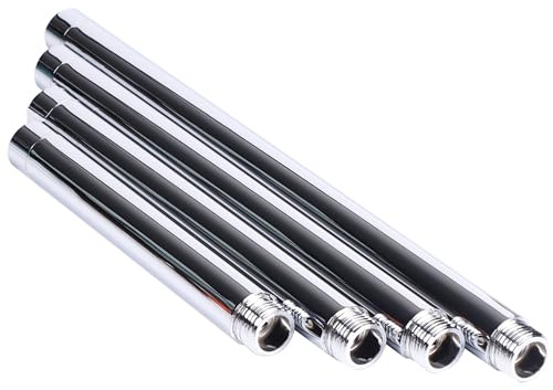 Fuworance 1 x gerader Duschkopf-Verlängerungsarm, runder Regenduschkopf-Verlängerungsstange, Edelstahl, G1/2-Zoll-Anschluss, Duscharm, extra Schlauch, Chrom (20 cm)