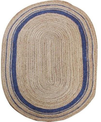 Jaipur Art And Craft Ovaler Teppich aus natürlicher Jute, handgeflochten, wendbar, Boho-Dekor, Teppichgröße – (6x9 Quadratfuß), (72x108 Zoll), (180x270 cm)