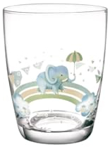 Villeroy & Boch – Boho Kids Walk like an elephant Kinderglas Set 2 teilig Blau, Trinkgläser für Kinder, Wassergläser, Gläser Set, Tiermotiv Elefant und Faultier, Kristallglas