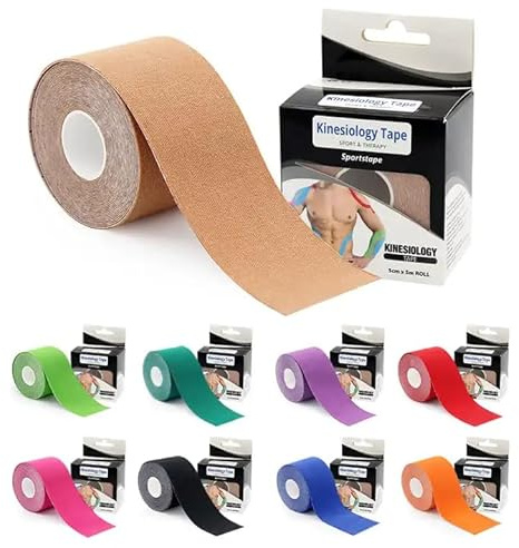 Kinesiologitejp – elastisk vattentålig tejp för stöd och muskelåterhämtning – kvalitetssport 5 m rulle – 2,5 cm eller 5 cm (svart, 5 cm x 5 m)