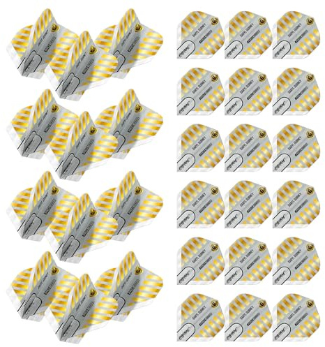 WINMAU Prism Delta Daryl Gurney White & Gold geprägte Dart-Flights, 10 Sets pro Packung (insgesamt 30 Dartflight)