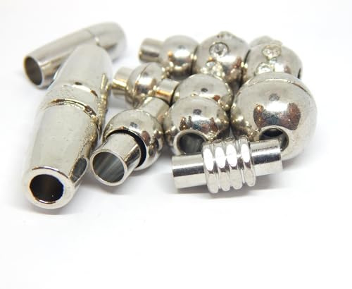 10 st magnetlås blandningsset 10 olika modeller, hål 2 mm 3 mm 4 mm läder ändkåpor kedjelås smyckeslås, för armband smycken halsband