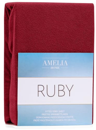AmeliaHome Drap-housse 200 x 220 - 220 x 240 cm en coton éponge - Bordeaux