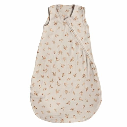 MIMUSELINA Saco Dormir bebé sin Mangas de Muselina (100% algodón, Transpirable). Evita Que se destapen. Saco arropar bebés Verano. Cremallera Doble cursor (Ecru, 0-6 Meses)