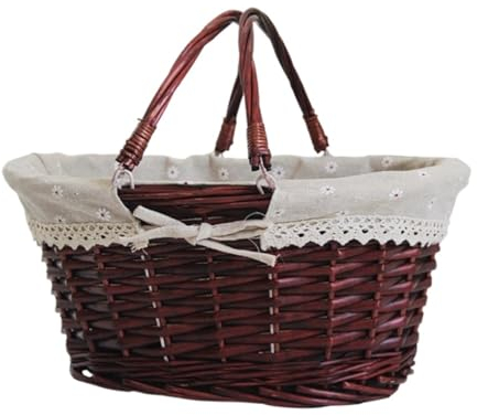 HYKJCSS Huevera Gallina Cesta De Madera para Huevos, Cesta De Mano con Asas, Cesta De Almacenamiento Tejida De Estilo Rural, Soportes para Huevos Frescos Hueveras