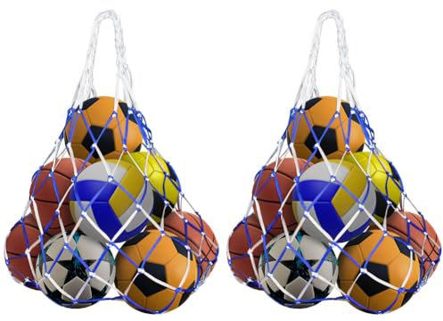 AMFUN 2 Stück Fußball Rucksack, Basketball Bag, Ballsack, Ball Netztasche mit Kordelzug, Mehrzweck Sport Tasche für Fußball Volleyball Rugbyball