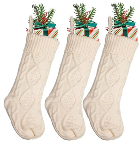 Relosy Weihnachtsstrümpfe - Große Familienstrümpfe, gestrickte Urlaubsstrümpfe, Baumschmuck für Kamin Urlaub Party 3