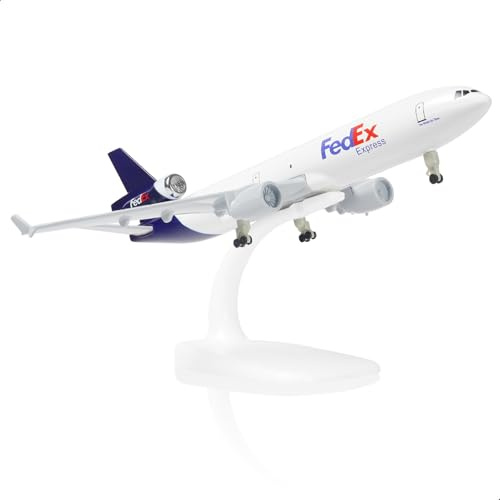 MD-11 1/300 FedEx Diecast metallflygplansmodell med stativ för vuxna, 8,3 tum, lämplig som present och utställning
