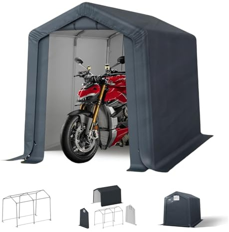 6x10ft Storage Sheds, Outdoor Portable Carport Shelter Garages Heavy Duty Canopy with Rolled up Zipper Doors, Outside Utility Shed Garage Tent for Motorcycle, Bicycles and Camping Tools
