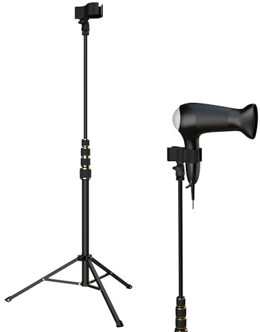 Linkidea Haartrocknerständer, freihändig, strapazierfähig, 50 - 190 cm, verstellbarer Föhnhalter mit rutschfestem Stativ und Universalclip für Salons und Heimgebrauch