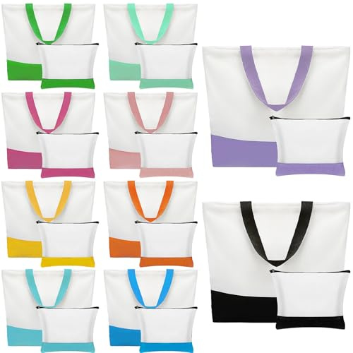 YFNVH 20 Stück Sublimation Rohlinge Taschen Set Große Stoffbeutel zum Bemalen mit Blanko Kosmetiktasche Wiederverwendbare Heißtransfer Canvas Jutebeutel für DIY, Bedrucken, JGA, Hochzeit