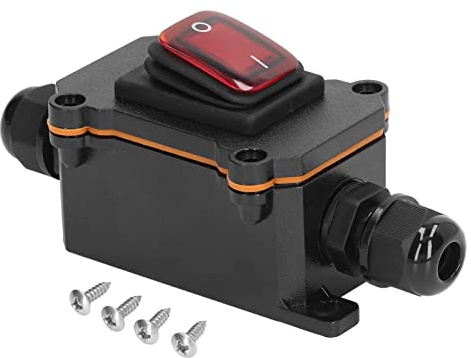 Interrupteur à Bascule du Cordon en Ligne 16A 250V avec Bouton de Culbuteur, sur L'interrupteur Extérieur Off pour les Appareils à Haute Puissance (rouge)