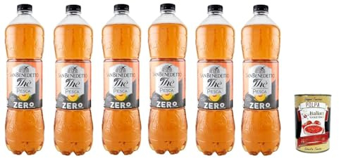 San Benedetto the pesca zero 6x 1,5 l, eistee le 'PFirsich Ohne Zucker Pet Einweg, Ice Tea Erfrischend, Ohne Konservierungsstoffe und Künstliche Farbstoffe + Italian Gourmet polpa 400g
