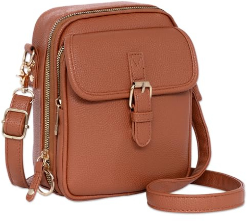 Toptime Handytasche zum Umhängen, Vintage Leder Crossbody Bag Damen mit 10 Kartenfächern, kleine Handy Umhängetasche mit Verstellbar Schultergurt, Mehrere Taschen Handtasche Damen für Reisen