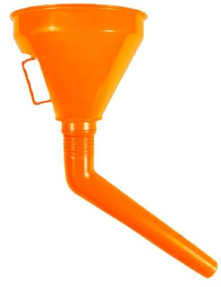 CABLEPELADO – Embudo de Plástico Naranja, 13 cm de Diámetro, Con Filtro para Impurezas, Ideal para Aceite, Combustible y Líquidos Varios, Resistente