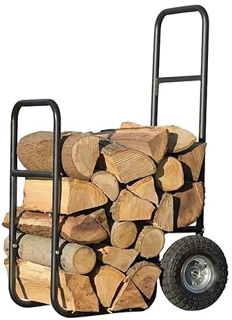 Portalegna da ardere portatile con ruote, resistente, per interni ed esterni, supporto per legna da ardere, impilabile per casa e giardino