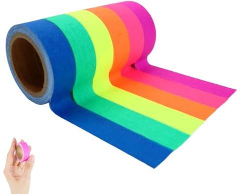 6 piezas de cinta adhesiva fluorescente, neón, luminosa, ideal para decoración de fiestas, iluminación de escenario, artesanía, proyectos DIY, marcajes y señalización de seguridad (3 m x 15 mm)