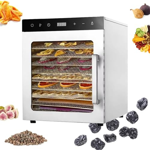 TYH Liofilizador Comercial De 1000 W, Deshidratador De Alimentos De 10 Capas, Temperatura De 30 °C a 90 °C, Tiempo De Secado De 0 a 24 H, Procesador De Alimentos Doméstico para Carne Seca