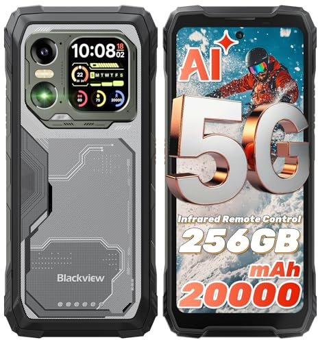 Blackview Xplore 1 Unlocked Rugged Smartphone 5G Rugged Phone 20000mAh Battery 36GB+256GB, Android 15, 6.78 2.4K 120Hz Display, 64MP+50MP Camera IP69K Waterproof Dual SIM NFC