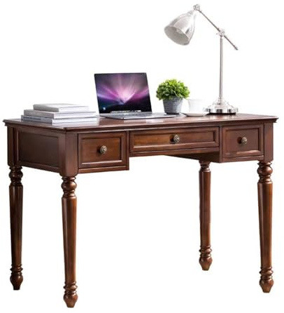 Bureau d'étude Bureau en bois massif avec rangement, bureau rustique cerisier et noyer, meuble de salle d'étude Bureau de jeu pour PC(M)