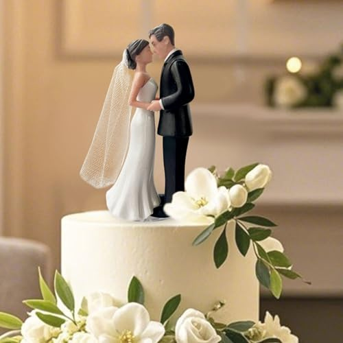Wedding Cake Toppers, Romantic Elegant Bride and Groom Cake Topper for Anniversaries, Engagement Parties, Bridal Showers, Wedding, Black, Heimdekorationen