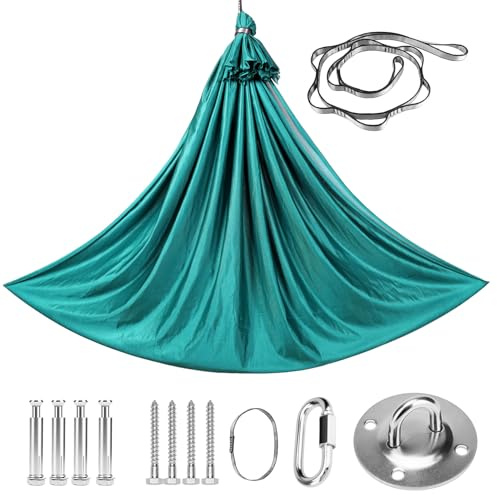 Altamejor Aerial Yoga Set – Schaukeltuch aus Upgrade-Material – elastischer, hautfreundlicher & antistatisch, 200 kg Tragkraft, inkl. Befestigung für Innen & Außen, 280x150cm, Grün
