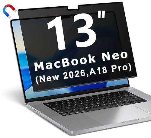 YBTFBG Magnetischer Blickschutzfolie für Macbook Neo 13 Zoll (2026, A18 Pro Chip), Abnehmbarer Laptop Sichtschutzfilter und Blendfreier Blaulicht Sichtschutzfolie