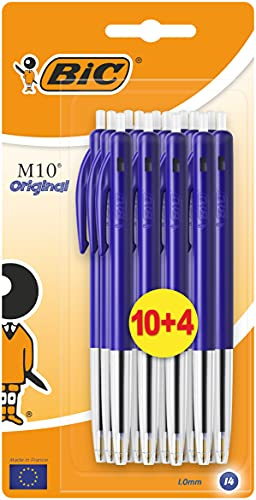 BIC M10 Medium Clic kulpenna – blå (värdepaket med 10, plus 4 gratis)