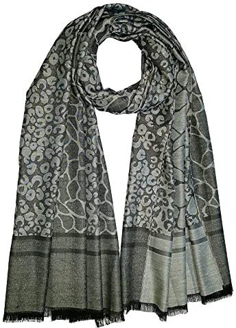 SeaBright Damen Schal Viskose Jacquard Glatt Elastisch Gewebt Leopard Tierfell SC-V-GZM-1310-4