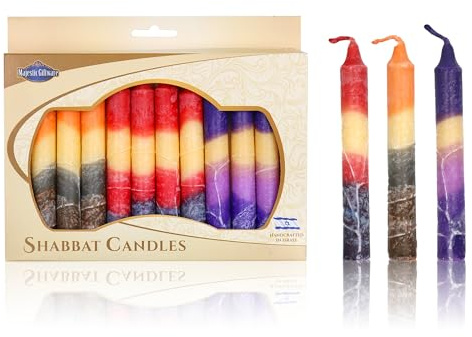 Majestic Giftware Safed Candles - Confezione da 12 candele Shabbat – (SC-SHC-Mix) | Candele Shabbos tradizionali antigoccia realizzate a mano | Si adattano a portacandele standard (mix crema)